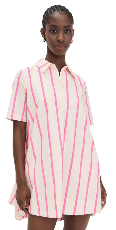 English Factory Striped Caftan Mini Dress Pink Multi