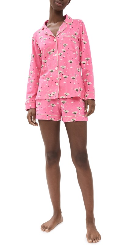 BedHead PJs Cotton Knit Long Sleeve Boxer PJ Set Espresso Martini