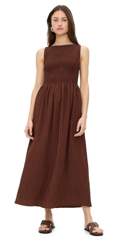 Hill House Home Cosima Dress Chocolate Seersucker