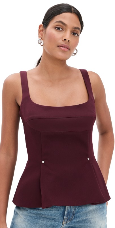 Stine Goya Sleeveless Fitted Waist Top Aubergine
