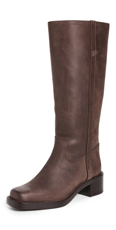 Reformation Frances Knee Boots Distressed Brown