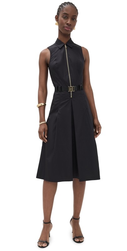 L'AGENCE Kylo Belted Shirt Dress Black