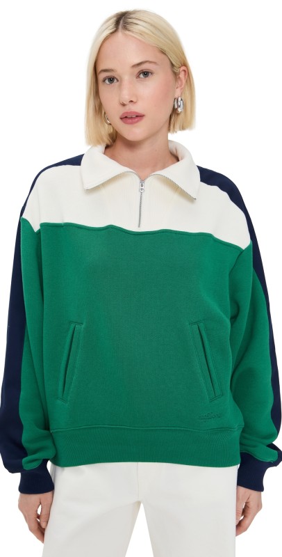 rag & bone Vintage Terry Sport Block Half Zip Greenmult