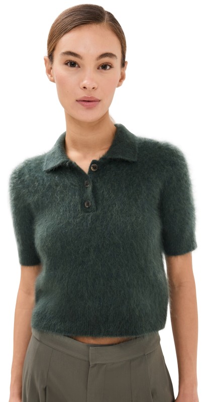 LISA YANG Carolyn Cashmere Sweater Olive Brushed