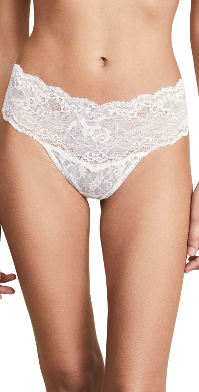 Hanky Panky American Beauty Rose Natural Rise Thong White