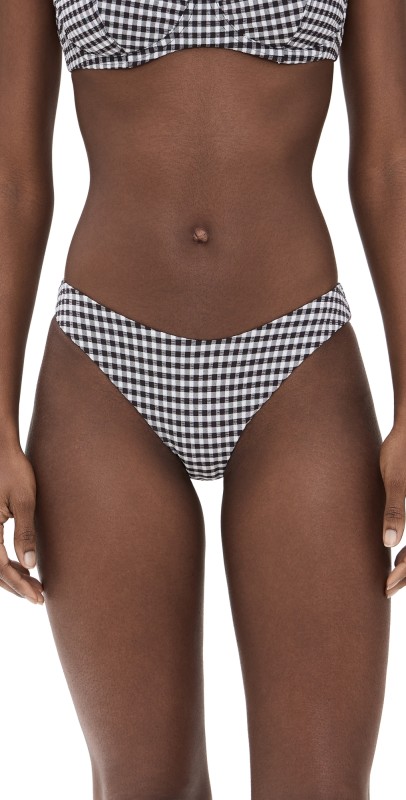 Frankies Bikinis Catalina Seersucker Gingham Bottoms Blackberry Gingham