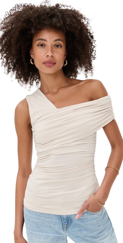 Susana Monaco One Arm Gathered Top Blanched Almond
