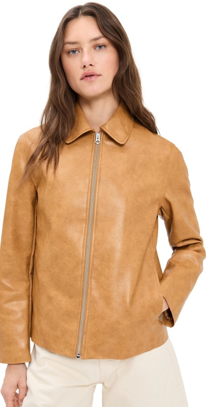 rag & bone Jordie Faux Leather Jacket Camel