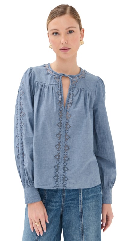 Ulla Johnson Kady Long Sleeve Blouse Chambray