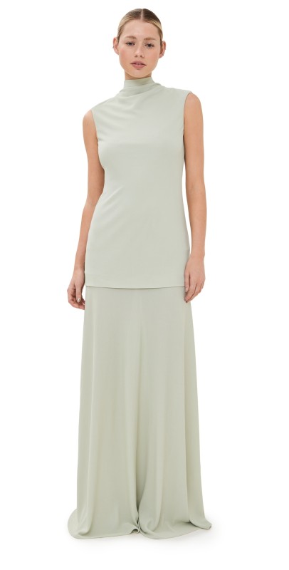 Jil Sander Sleeveless High Neck Dress Lemon Green
