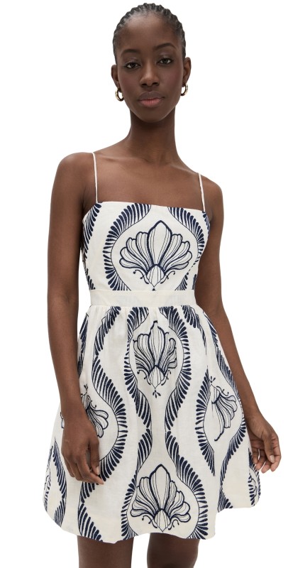 Andres Otalora Mi Recuerdo Dress Maxi Navy Embroidery