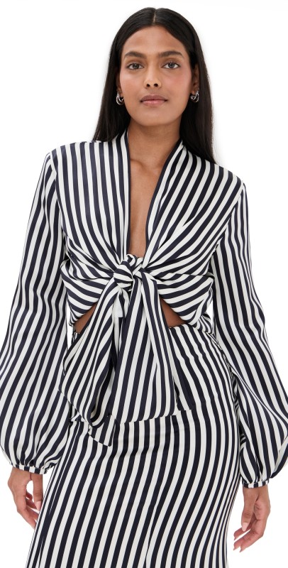 Silvia Tcherassi Honey Blouse White Blue Stripes