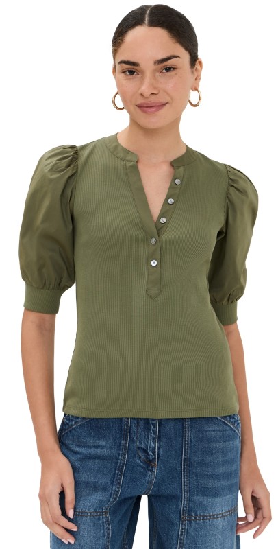 Veronica Beard Jean Coralee Top Stone Army