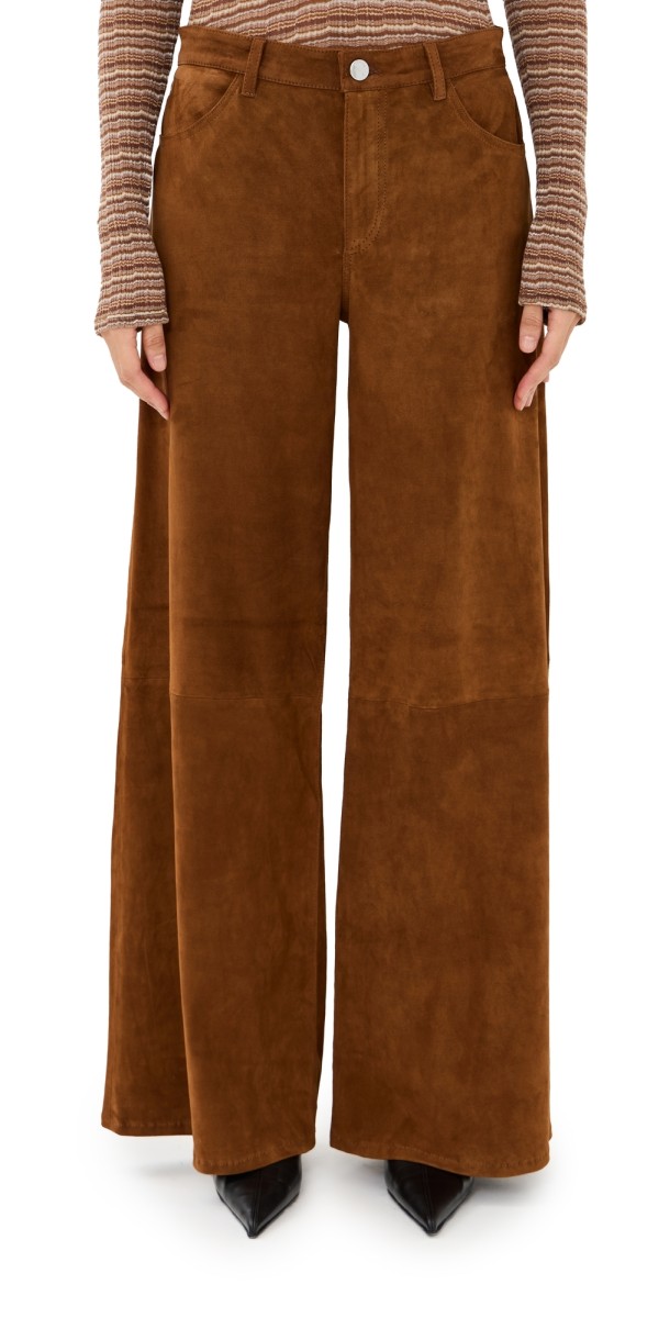 SPRWMN Suede Wide Leg Pants Dark Cognac