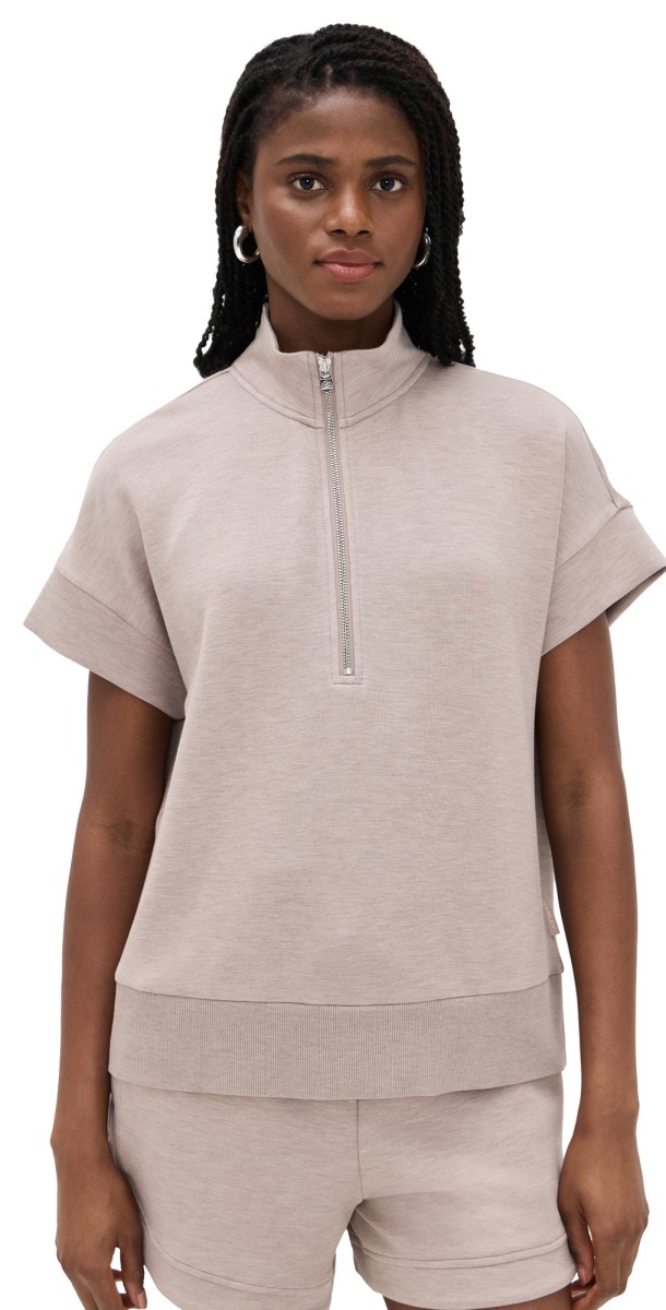 Varley Ritchie Short Sleeve Sweatshirt Taupe Marl