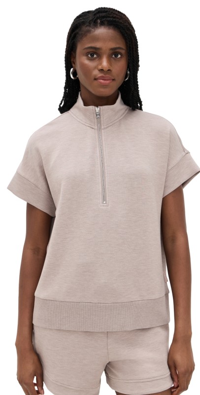 Varley Ritchie Short Sleeve Sweatshirt Taupe Marl