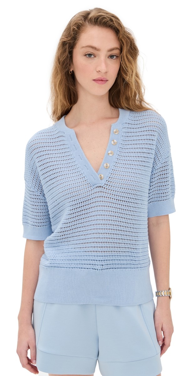 Varley Callie Knit Top Cashmere Blue