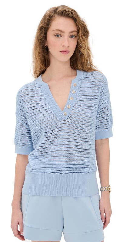 Varley Callie Knit Top Cashmere Blue