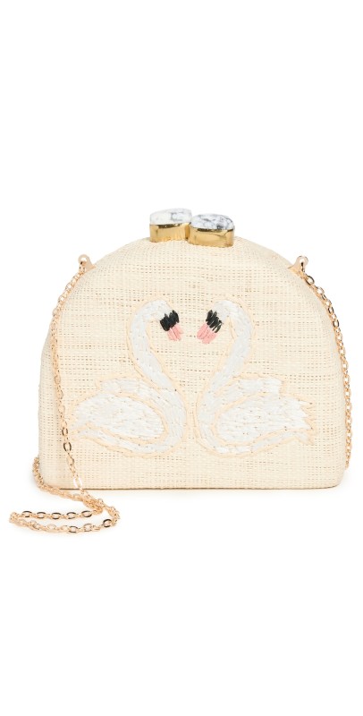 PAMELA MUNSON The Swans Clutch Natural/Whit