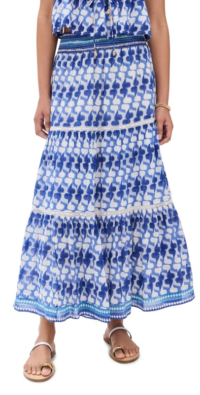 Bell Marni Maxi Skirt Navy White Dot