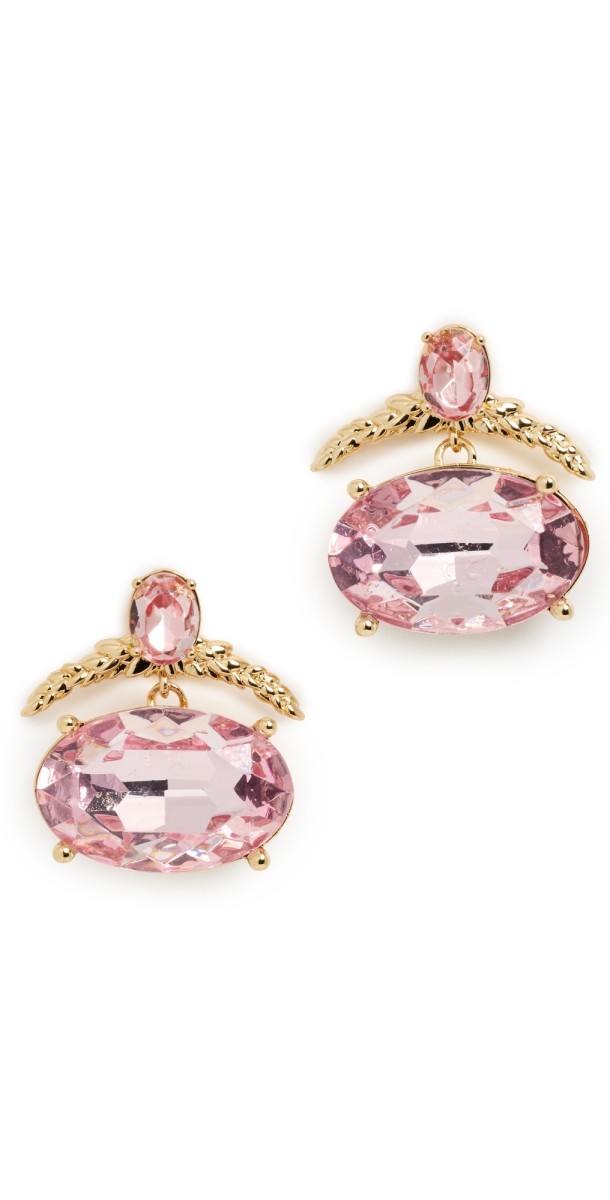 Lele Sadoughi Giltwood Drop Crystal Earrings Rose Blush