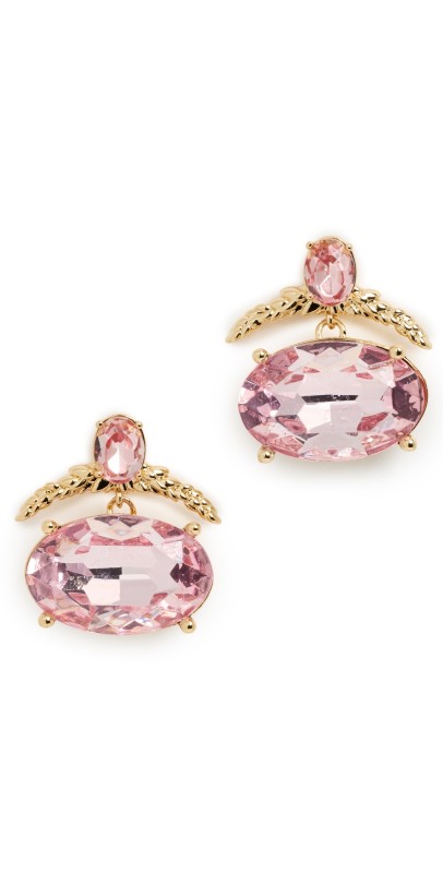 Lele Sadoughi Giltwood Drop Crystal Earrings Rose Blush