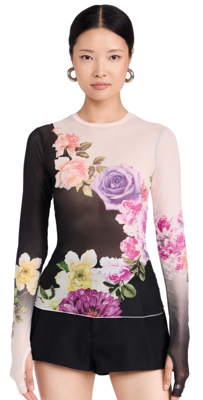 AFRM Kaylee Crew Neck Long Sleeve Top Colorblock Floral