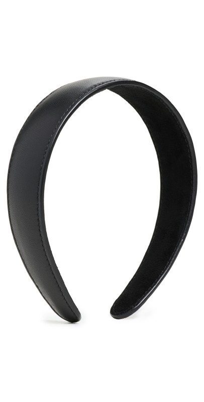 LELET NY Heidi Petite Leather Headband Black