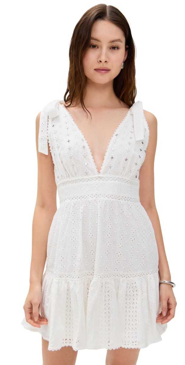 Poupette St Barth Cara Mini Dress NATURAL WHITE PLAIN
