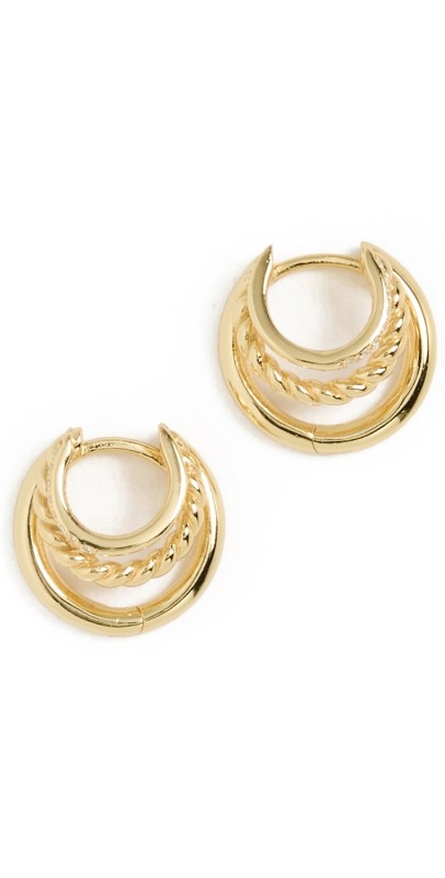 SHASHI Petite Solitaire Bezel Chain Drop Earrings Gold