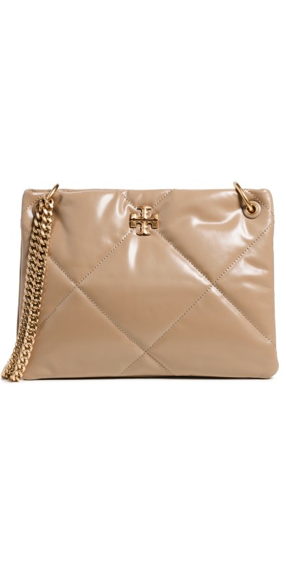 Tory Burch Kira Diamond Quilt Small Shoulder Bag Taupe Oak