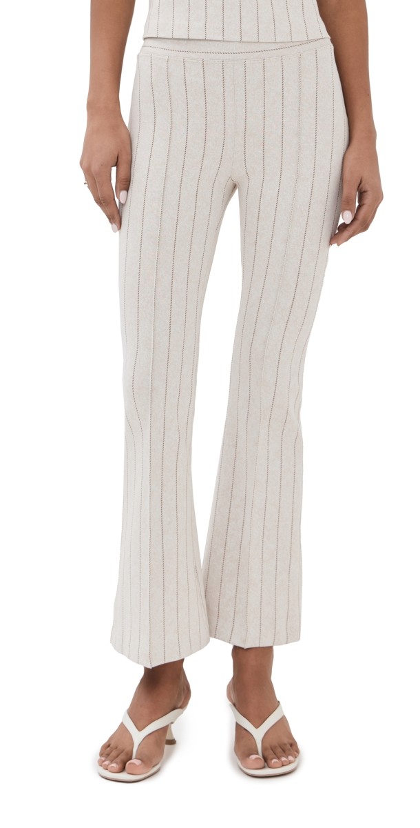 Rosetta Getty Pull On Cropped Flare Pants Beige/Brown