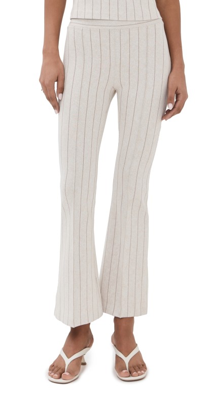 Rosetta Getty Pull On Cropped Flare Pants Beige/Brown