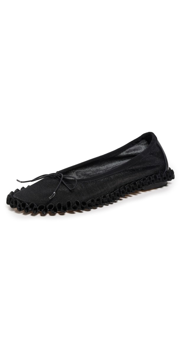 Simone Rocha Mesh Tutu Frill Ballerina Flats Black
