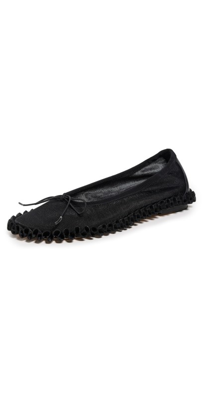 Simone Rocha Mesh Tutu Frill Ballerina Flats Black