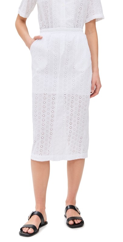Stateside Eyelet Midi Skirt White