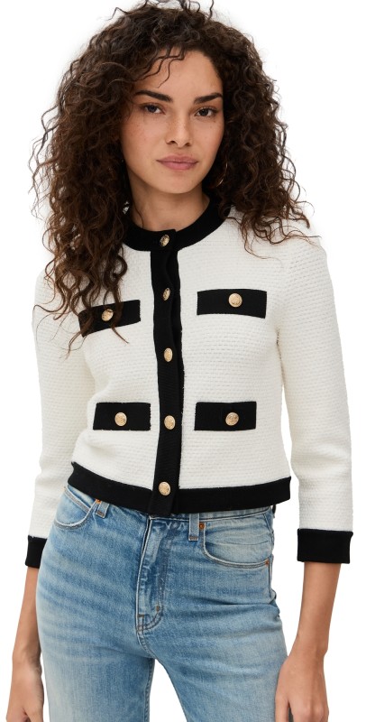 alice + olivia Claira Cardigan Soft White/Black