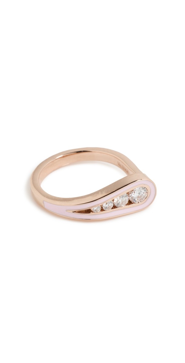 Melissa Kaye 18k Daphne Pinky Ring 18k Gold With Diamonds And Pink