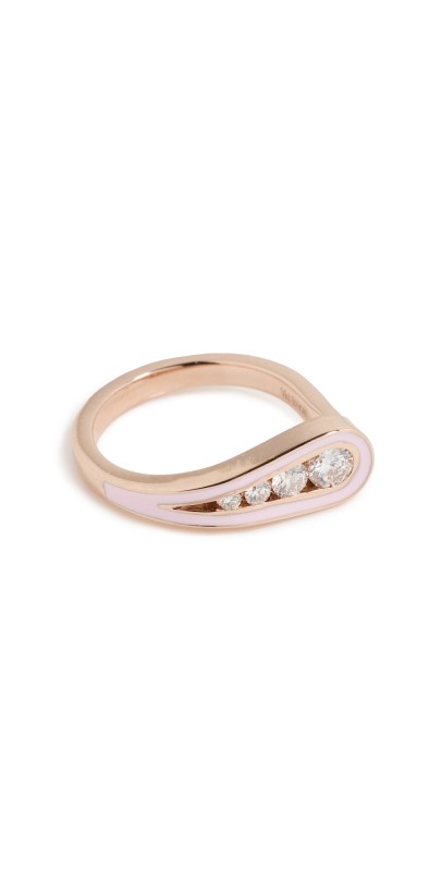 Melissa Kaye 18k Daphne Pinky Ring 18k Gold With Diamonds And Pink