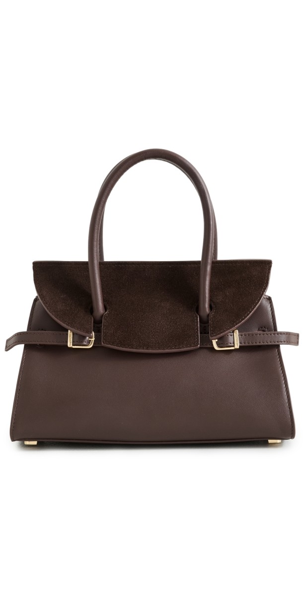 SIMKHAI River Small Suede Top Handle Bag Cacao