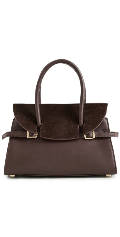 SIMKHAI River Small Suede Top Handle Bag Cacao