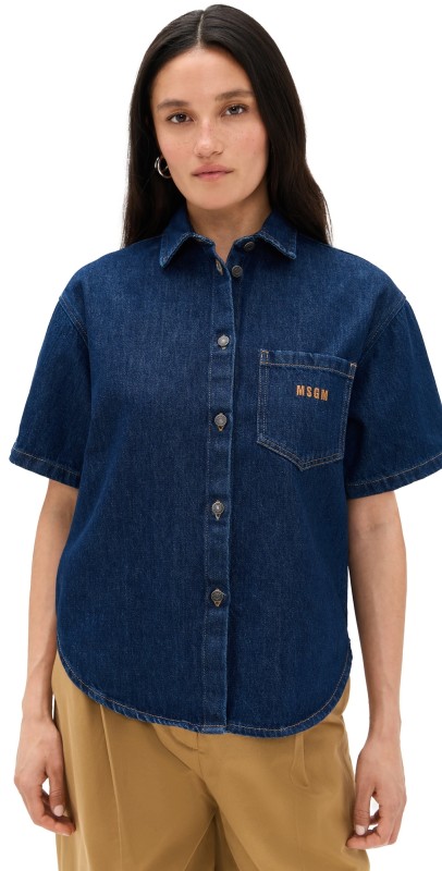 MSGM Denim Collar Top Blue