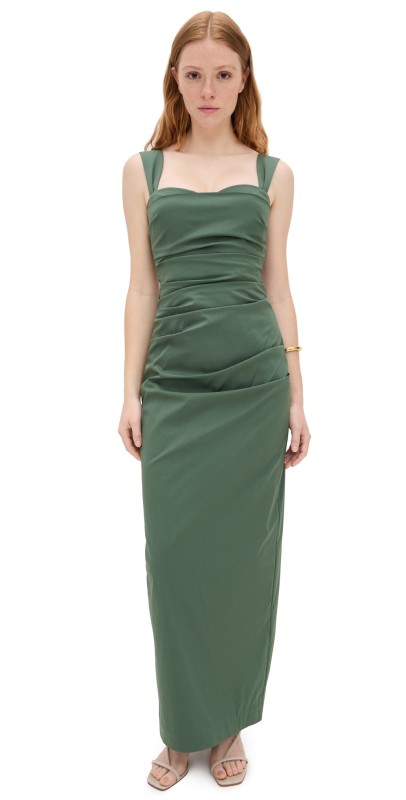 SIR. Florent Balconette Gown Forest Green