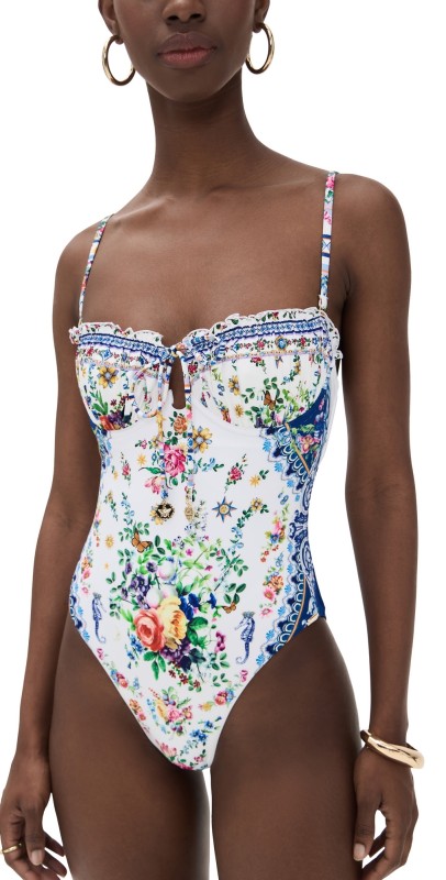 Camilla Ruched Underwire One Piece with Tie Tiles Darls