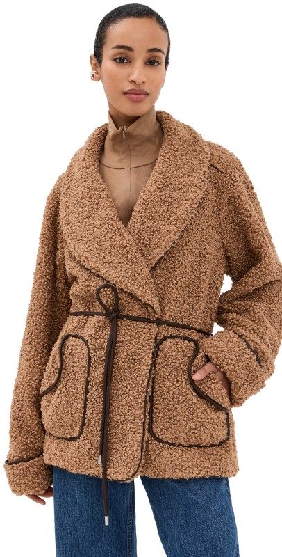 SIMKHAI Kimia Tie Waist Jacket Camel Multi