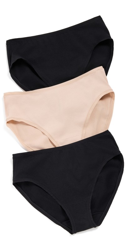 Natori Natori Bliss Bare Cotton Hipster Briefs 3-Pack Black/Black/Café