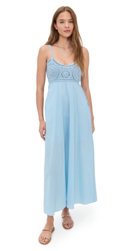 Playa Lucila Crochet Combo Maxi Dress Baby Blue