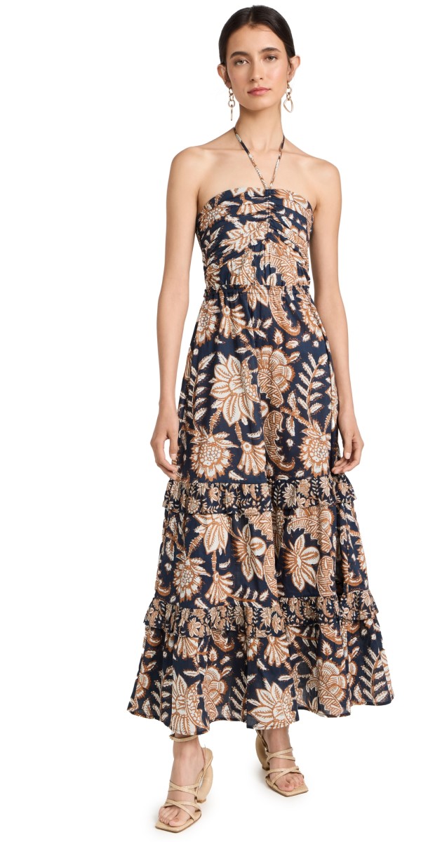 Figue June Dress Batik Floral Midnight Navy
