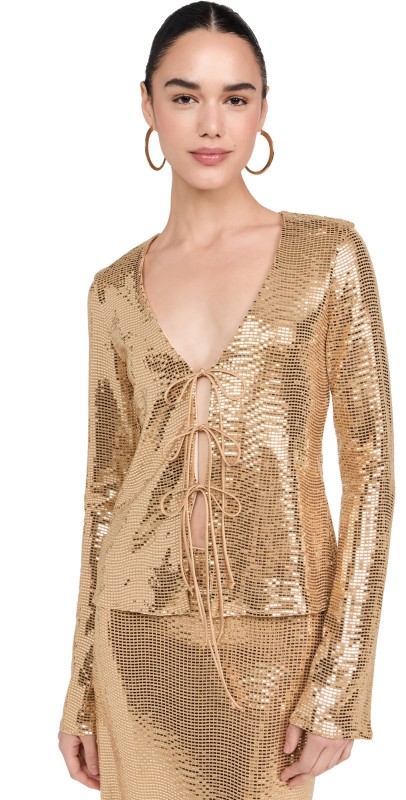 Show Me Your Mumu Thrill Top Gold Shiny