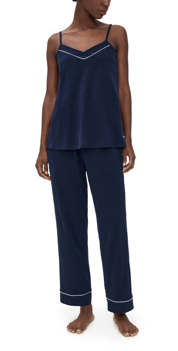 Petite Plume Pima Sylvie Pajama Pant Set in Navy Navy